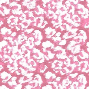 Pink and white leopard pattern. White spots on a pink background. 