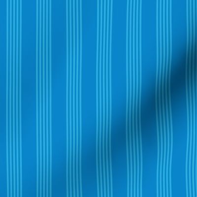 Small scale / Vertical 5 thin pastel stripes on bright blue / Cool monochromatic light sky blue pale lines on rich deep jewel sapphire / simple classic 60s 70s modern fun bold winter blender
