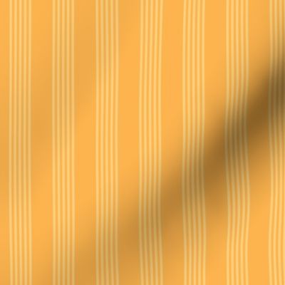 Small scale / Vertical 5 thin pastel stripes on bright yellow / Warm monochromatic light lemon pale lines on rich vintage goldenrod / simple classic 60s 70s modern fun happy summer blender
