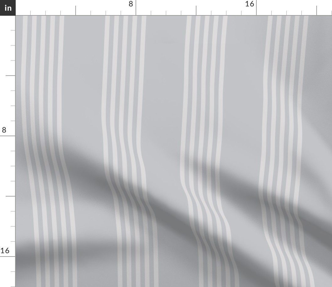 Large scale / Vertical 5 thin pastel stripes on gray / Cool neutrals light silver white pale lines on dull ash grey / simple minimal classic 60s 70s modern mens blender