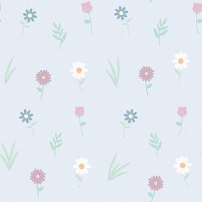 Dainty Pastel Floral Springtime Breeze Blue