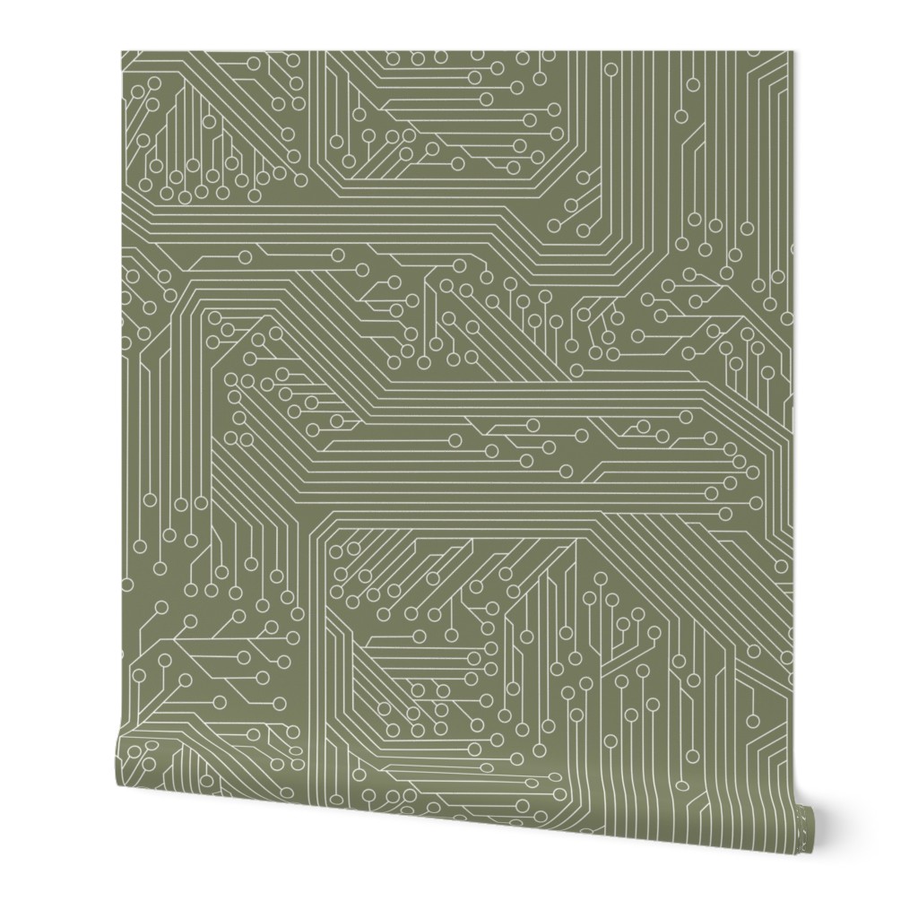 Circuit Board Geek Computer Science Artichoke Green background 
