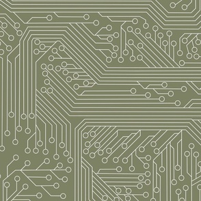 Circuit Board Geek Computer Science Artichoke Green background 