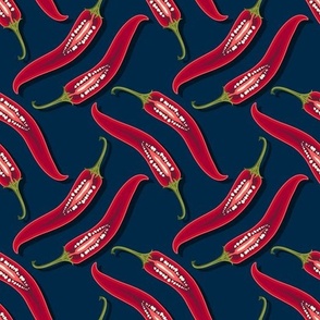 Abstract hot pepper mesh on a dark blue background