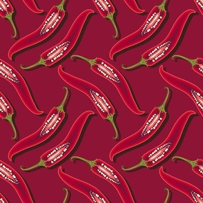Abstract hot pepper mesh on a dark red background