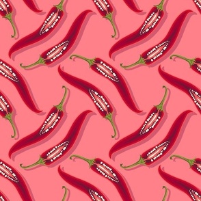 Abstract hot pepper mesh on a pink background