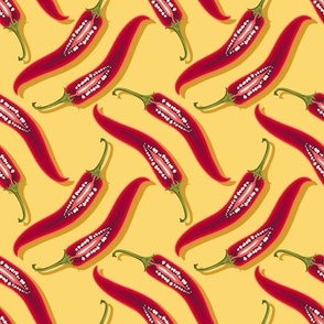 Abstract hot pepper mesh on a yellow background