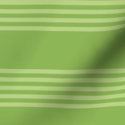 Large scale / Horizontal 5 thin pastel stripes on retro green / Warm monochromatic light pale straight lines on fresh pear apple / simple plain classic 60s 70s modern fun spring blender