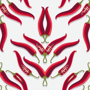 Abstract flower composed of hot pepper on a white background