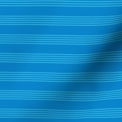 Small scale / Horizontal 5 thin pastel stripes on bright blue / Cool monochromatic light sky blue pale lines on rich deep jewel sapphire / simple classic 60s 70s modern fun bold winter blender