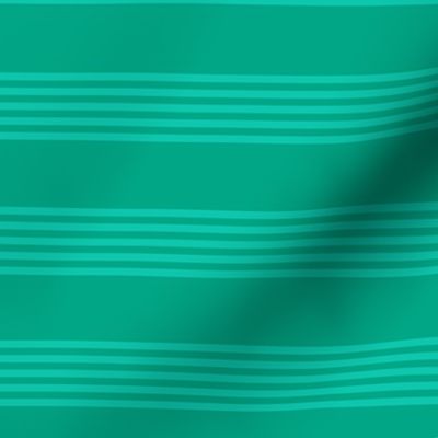 Medium scale / Horizontal 5 thin pastel stripes on bright green / Cool monochromatic light mint pale lines on rich deep jewel emerald / simple classic 60s 70s modern fun bold festive blender