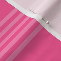 Large scale / Horizontal 5 thin pastel stripes on bright pink / Cool monochromatic light rose pale lines on rich deep jewel fuchsia / simple classic 60s 70s modern fun bold hot dark blender