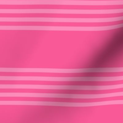 Large scale / Horizontal 5 thin pastel stripes on bright pink / Cool monochromatic light rose pale lines on rich deep jewel fuchsia / simple classic 60s 70s modern fun bold hot dark blender