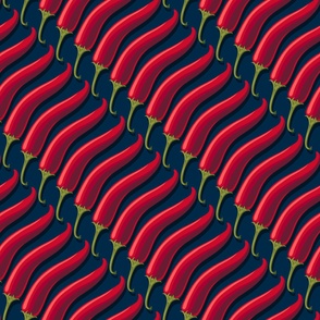 Diagonal stripes of hot pepper on a dark blue background