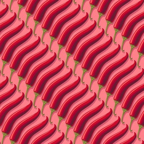 Diagonal stripes of hot pepper on a pink background