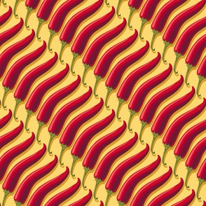 Diagonal stripes of hot pepper on a yellow background