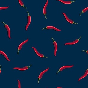 Non-directional drawing of hot pepper on a dark blue background