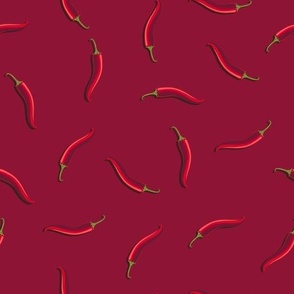 Non-directional drawing of hot pepper on a dark red background