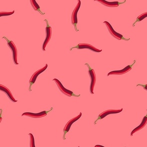 Non-directional drawing of hot pepper on a pink background