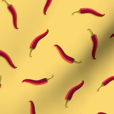 Non-directional drawing of hot pepper on a yellow background