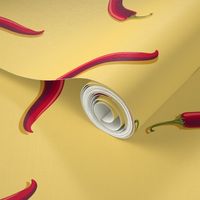 Non-directional drawing of hot pepper on a yellow background