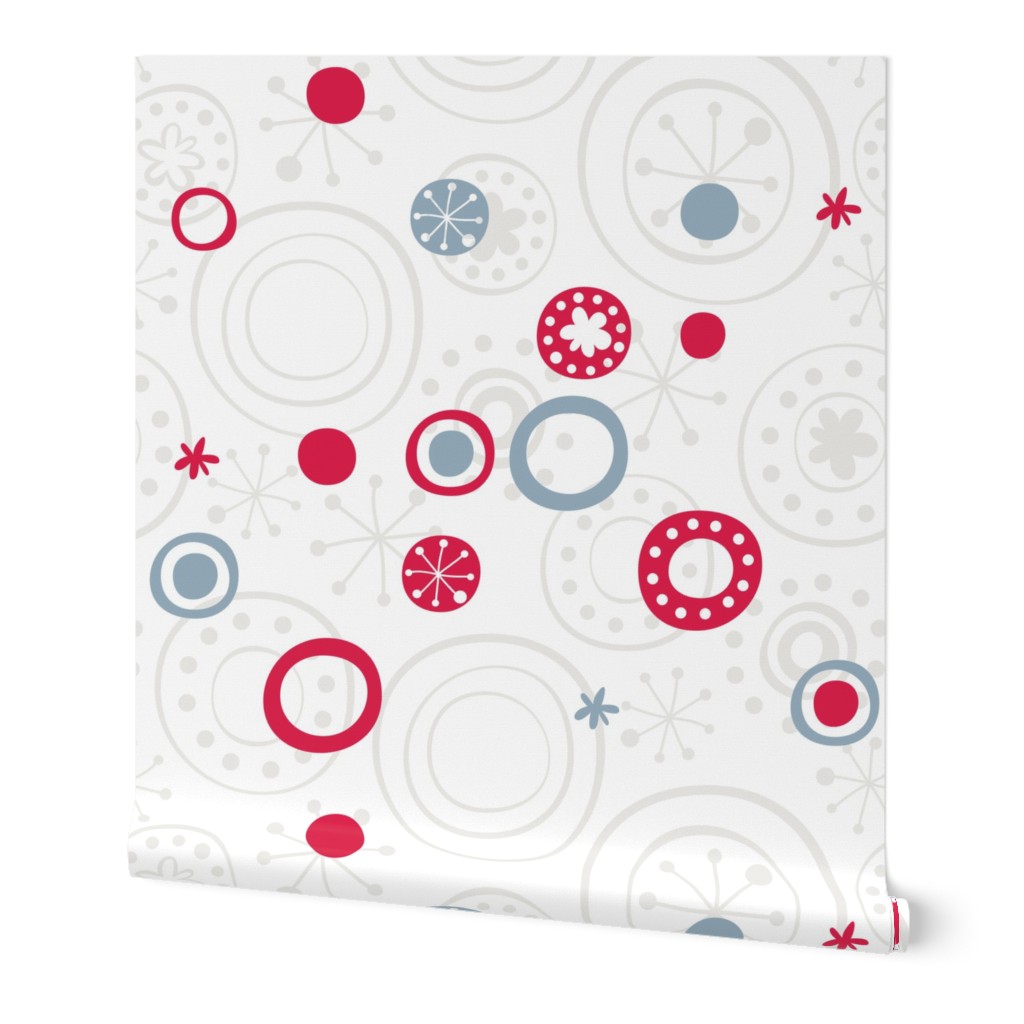 sweet snowflakes retro pattern gray blue red