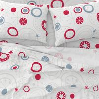 sweet snowflakes retro pattern gray blue red