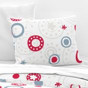 sweet snowflakes retro pattern gray blue red