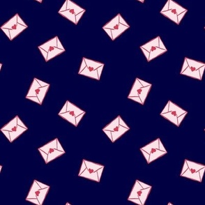 (S) Love letters with hearts, valentines day, navy background