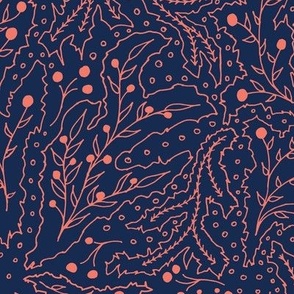 [Large] Coral Reef // Salmon Pink & Navy Blue