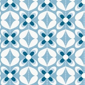 (S) vintage summer blue and white geometric