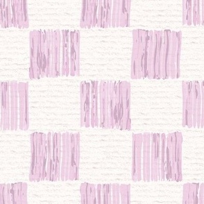 Hand drawn 2” inch squares, watercolour checkerboard pattern – painted geometric brush strokes on a warm cream watercolour paper texture. Beige and ecru with fondant pink and candyfloss pink.