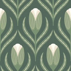 luxurious art deco inspired flower buds in sage green