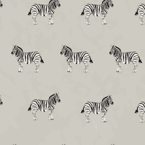 Hand Painted Zebras In Rows On Textured Neutral Beige Extra Large