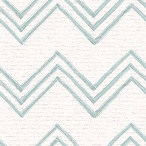 Hand drawn watercolor chevron zig zag stripes – painted geometric brush strokes on a warm cream watercolour paper texture. Beige and ecru with renew blue and cyan celadon.