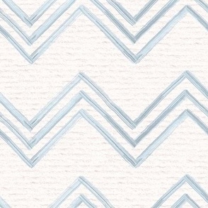 Hand drawn watercolor chevron zig zag stripes – painted geometric brush strokes on a warm cream watercolour paper texture. Beige and ecru with thermal blue and baby blue.