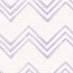 Hand drawn watercolor chevron zig zag stripes – painted geometric brush strokes on a warm cream watercolour paper texture. Beige and ecru with digital lavender and lilac purple.