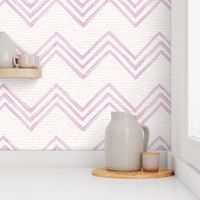 Hand drawn watercolor chevron zig zag stripes – painted geometric brush strokes on a warm cream watercolour paper texture. Beige and ecru with fondant pink and candyfloss pink.