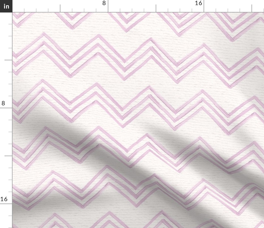 Hand drawn watercolor chevron zig zag stripes – painted geometric brush strokes on a warm cream watercolour paper texture. Beige and ecru with fondant pink and candyfloss pink.