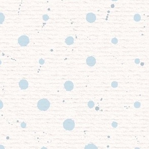 Hand drawn watercolour polka dots and paint splashes – painted geometric brush strokes on a warm cream watercolour paper texture. Beige and ecru with thermal blue and baby blue.