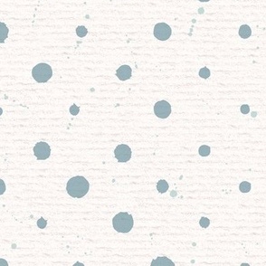 Hand drawn watercolour polka dots and paint splashes – painted geometric brush strokes on a warm cream watercolour paper texture. Beige and ecru with renew blue and cyan celadon.