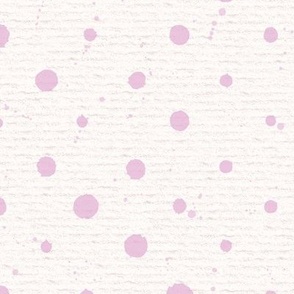Hand drawn watercolour polka dots and paint splashes – painted geometric brush strokes on a warm cream watercolour paper texture. Beige and ecru with fondant pink and candyfloss pink.