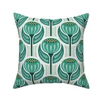 MEDIUM Retro Flower 0054 B modern green jade geometric verdigris floral vintage abstract dot teal mint art nouveau