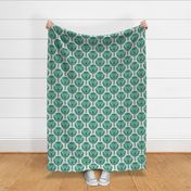 MEDIUM Retro Flower 0054 B modern green jade geometric verdigris floral vintage abstract dot teal mint art nouveau