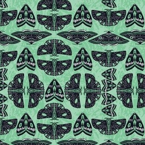 Small - Moth Stripes - Mint Green and Noir Black on Pale Green