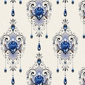 Victorian Sapphire Jewels Damask