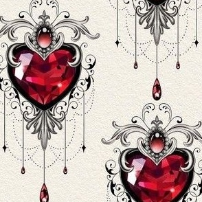 Beautiful Ruby Hearts Original Art Pattern