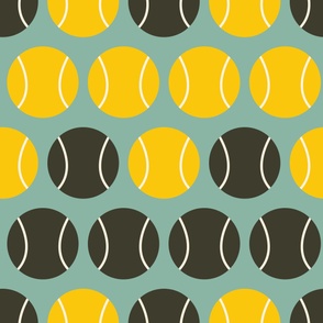 Retro-yellow-and-dark-grey-tennis-ball-triangles-on-soft-vintage-blue-XL--jumbo