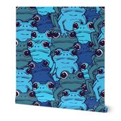 Hand-Drawn Frogs - Whimsical Animal Design for Baby Nursery Deep Blue (L)