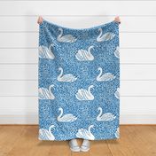 Swan Lake - white on bright blue, Large Scale by Cecca Designs